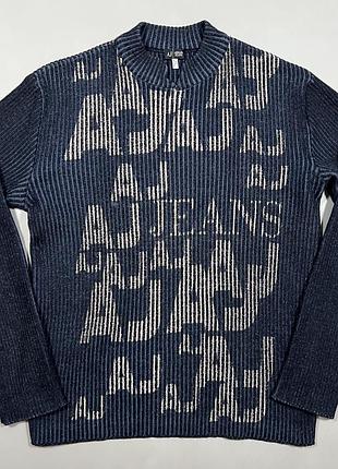 Вінтажний вовняний y2k vintage светр armani jeans made in italy розмір l