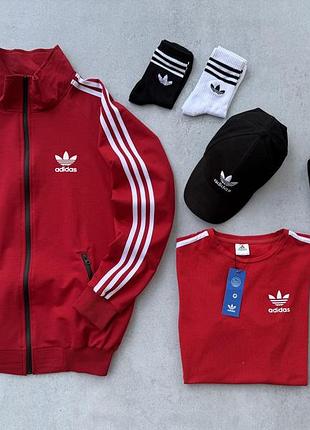 Червоний спортивний костюм adidas наібр адідас 4в1 на весна/літо/осінь