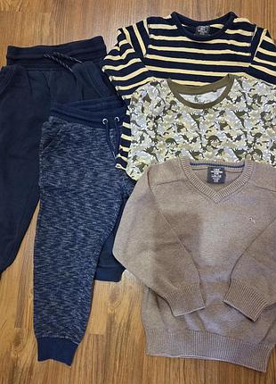 Брюки h&amp;m, реглан, кофта okaidi, пижама carters на 3-4 года