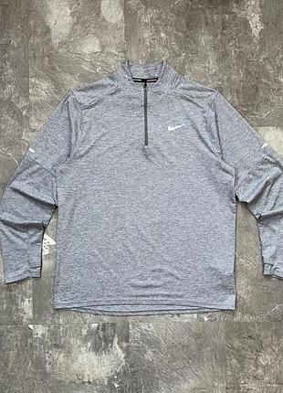 Чоловіча спортивна кофта nike dri-fit l бігова лонгслів найк найкі 1/2 zip рефлектив рашгард олімпійка для бігу залу сіра