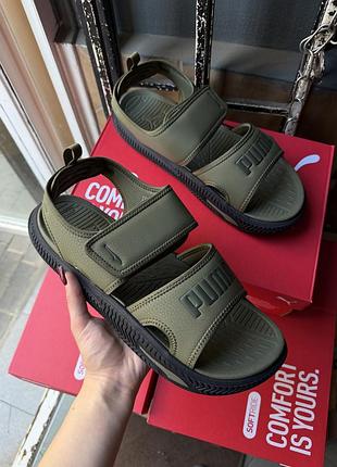Чоловічі сандалі puma softridepro sandal 24 зелені хакі пума босоніжки повсякденні літні sandal