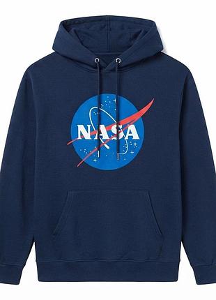 Синяя кофта худи с принтом nasa