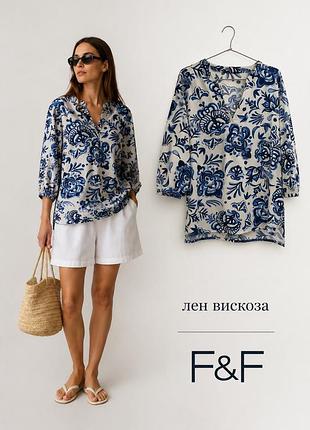 Легкая блуза из льна и вискозы f&f p 14