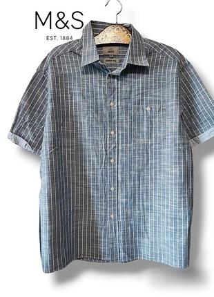 Мужская хлопковая тенниска в полоску m&amp;s l xl
