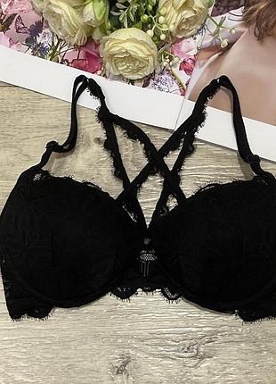 Черный кружевной бюстгальтер, лиф victoria’s secret, р.80c-75d