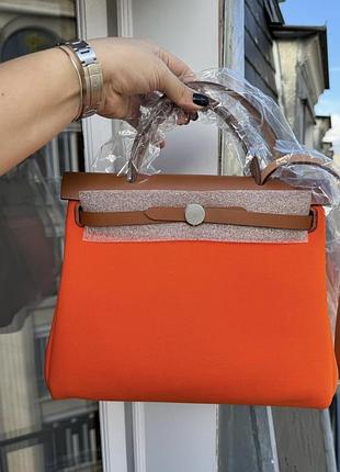 Шикарна помаранчева сумка herbag zip 31 cm шкіра та текстиль