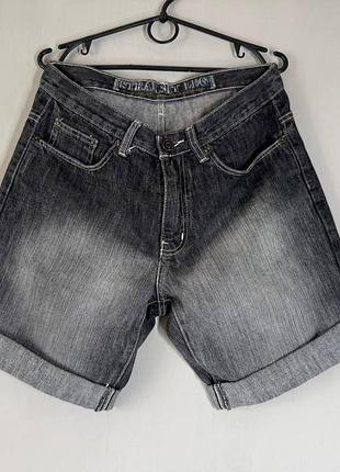 Стильные серые джинсовые шорты denim co с манжетами (размер 32)