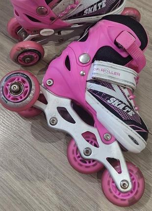 Дитячі розсувні ролики profi roller (рожеві) / роликові ковзани квади