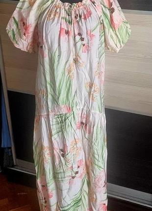 Длинное платье с цветочным принтом h&m 4
