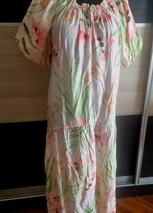 Длинное платье с цветочным принтом h&m 5