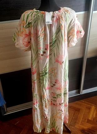 Длинное платье с цветочным принтом h&m 6
