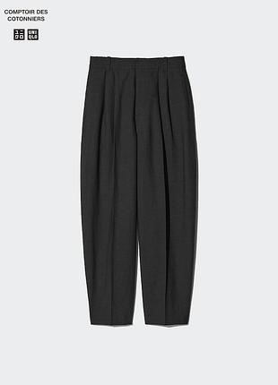 Штани  uniqlo з лляної суміші з широким кроєм