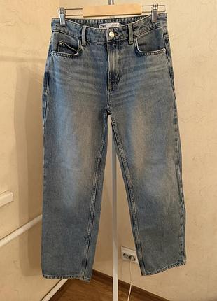 Прямі блакитні джинси zara
