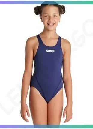 Купальник закритий arena team swimsuit swim tech solid темно-синій для дівчат 140 см спортивний плавал sku_004764-750