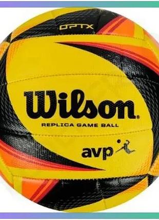 Волейбольний м'яч wilson optx avp replica жовтий штучна шкіра для гри у волейбол унісекс sku_wth01020xb