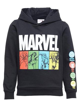 Спортивная кофта с капюшоном худи черное marvel 7-8-9 лет (122-128-134 см)