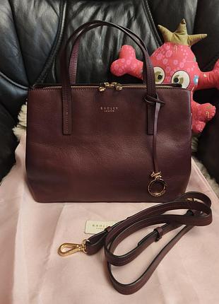 Radley cranberry сумка кожа размер средние три отделения