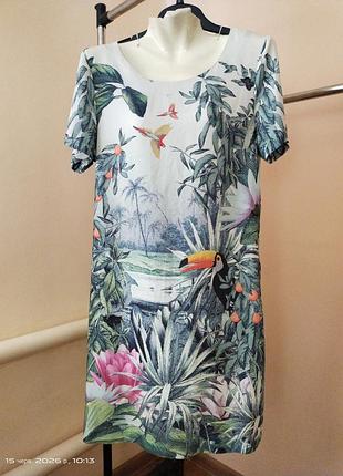Пряма сукня з принтом. довжина 90, ширина 48, рукав 20, hsm conscious collection.