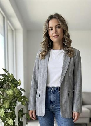 Сірий жакет піджак у полоску h&m