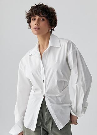 Класична однотонна сорочка з елегантними ґудзиками - молочний цвет, one size (є розміри)
