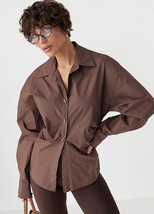 Класична однотонна сорочка з елегантними ґудзиками - коричневий цвет, one size (є розміри)