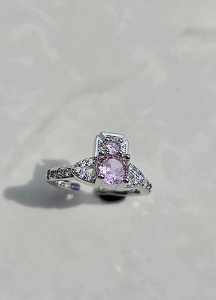 Каблучка vivienne westwood pink crystal &amp; silver