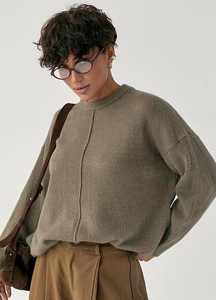 В'язана вільна кофта з декоративним швом - кавовий цвет, one size (є розміри)