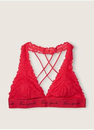 Яркий красный бюстгальтер топ pink victoria's secret