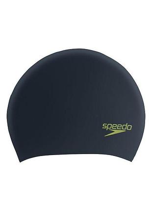 Шапка для плавання speedo long hair cap чорна для довгого волосся дітей силіконова шапочка для плаванн sku_8-12809f952