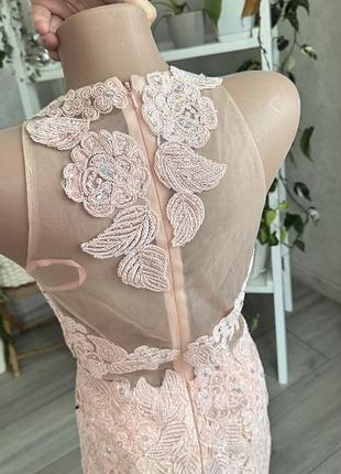 Персикова сукня із стразами s 3