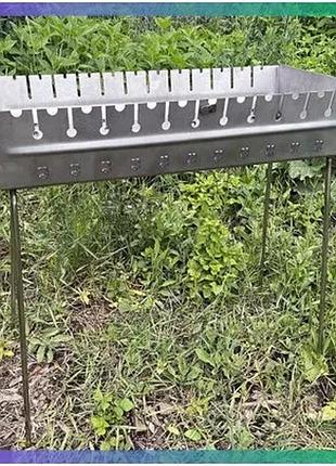 Мангал валіза преміум з нержавіючої сталі 3мм для барбекю на природі та вдома з 12 шампурами 60 см sku_2183