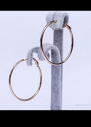 Сережки кільця жіночі, позолота xuping, диаметр 4,5 см