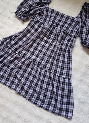 H&amp;m divided картата картата картата babydoll з об'ємними рукавами, eur 38 (m).