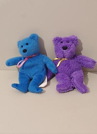 Grimace the bear ty teenie beanie babies mcdonalds 2004, mcdonald's ty beanie babies ryan the royal blue bear soft toy from 2005 series