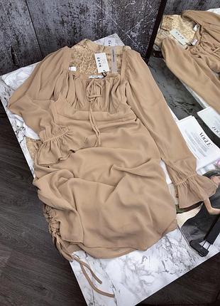 Бежева шифонова сукня батал na-kd xxl 2xl 3