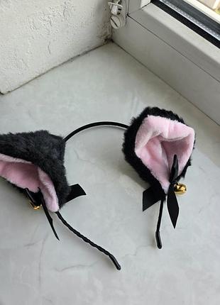 Обруч з вушками black and pink
