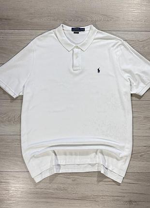Преміальна біла футболка поло ральф лаурен polo ralph lauren classic fit, факт 3xl, оригінал