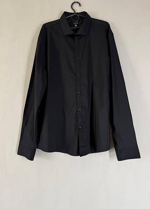 Стильная черная мужская рубашка smog slim fit easy care (размер xxl)
