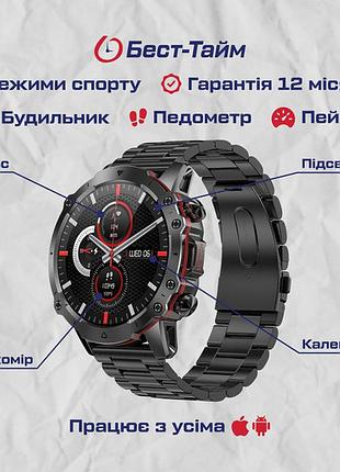 Розумний смартгодинник smart forest pro brutal red з amoled-дисплеєм, bluetooth-дзвінками та двома ремінцями