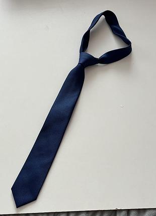 Синій класичний  галстук чоловічий, чоловічий галстук, синя краватка, галстук f&f, темно-сині галстук з принтом