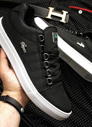 Чорні чоловічі класична модель кед lacoste   розміри 40-44 поліуретан  💰1999 грн