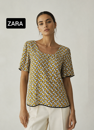 Блуза жіноча жовта в принт від бренду zara s