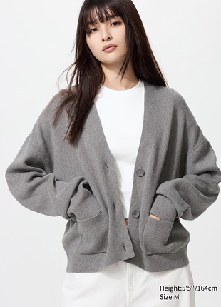 Хлопковый кардиган мягкий, v-образный вырез uniqlo