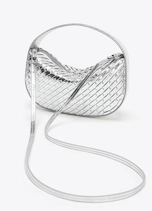 Срібляста плетена невелика сумка через плече  zara 
💫💫💫💫💫💫💫💫💫💫💫