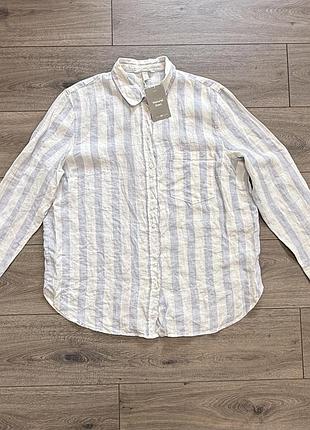 Льняная рубашка h&m premium