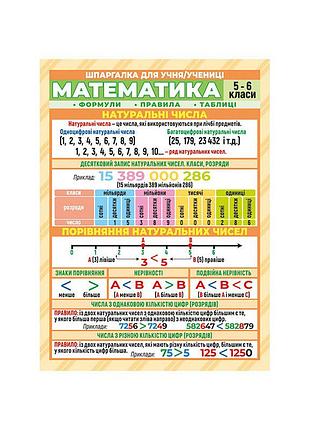 Шпаргалка школьная «математика 5-6 класс» 10112017