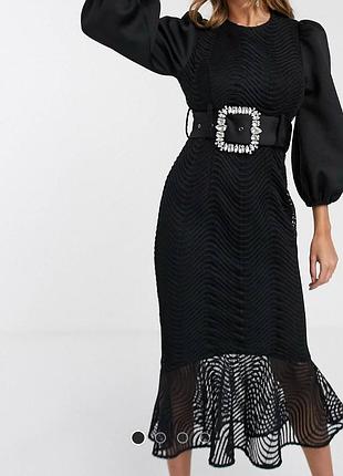 Сукня з непркну з пишними рукавами asos disign