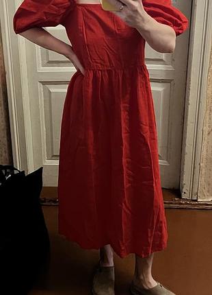 Сукня з льону червона легка h&m