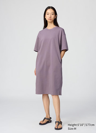 Хлопковое платье свободного кроя airism uniqlo u