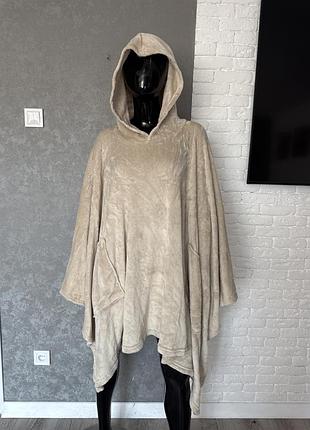 Плющеве домашнє худі накидка з капюшоном one size